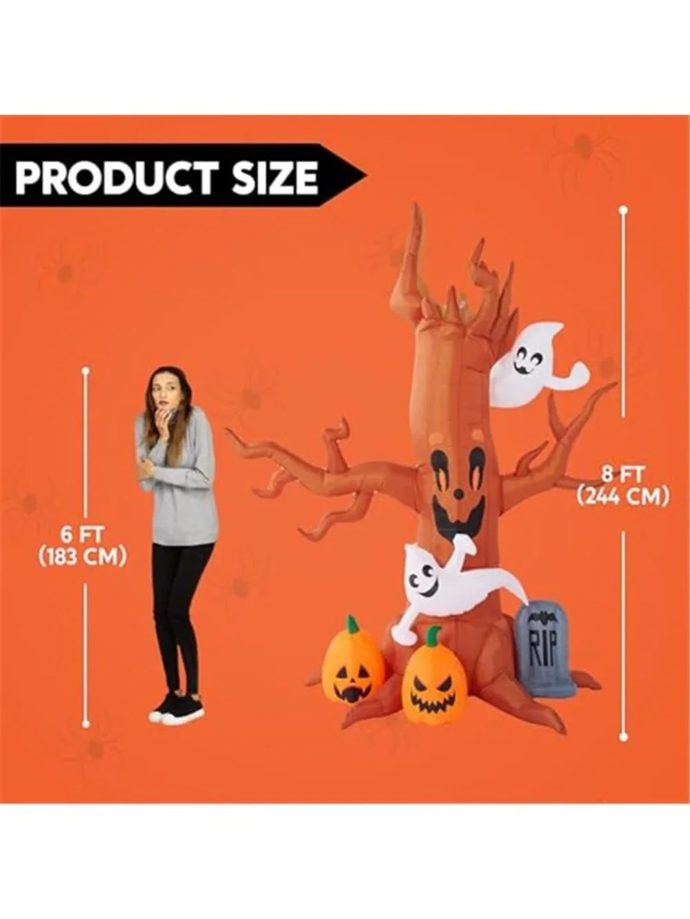 8FT Halloween Inflatable Scary Tree with Ghost Decor,Blow Up